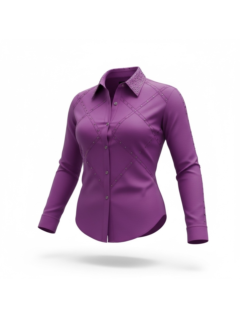 Vintage IIF Purple Rhinestone Embellished Western Shirt